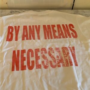 White T-Shirt with Red Text